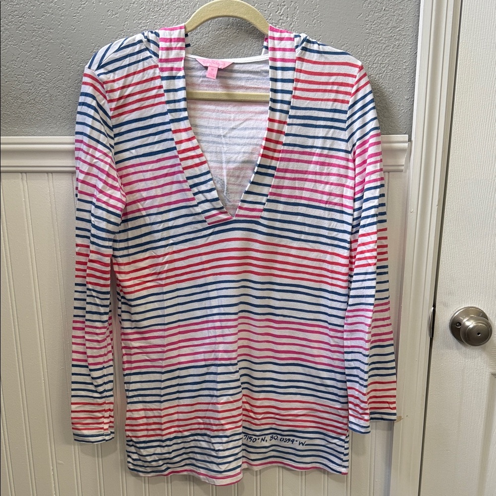 Striped V-Neck Long Sleeve Top
